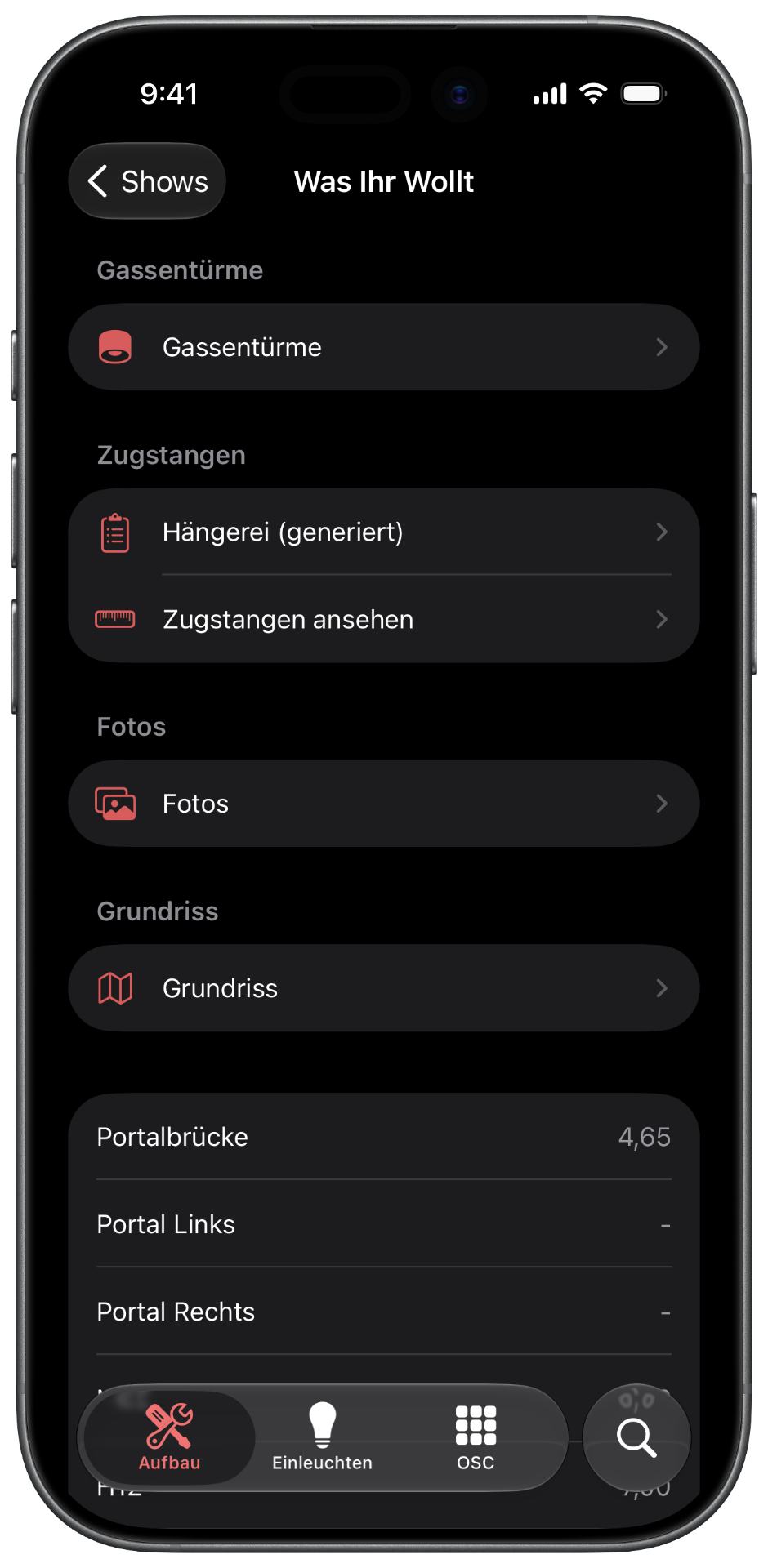 Aufbauplan in der iOS-App