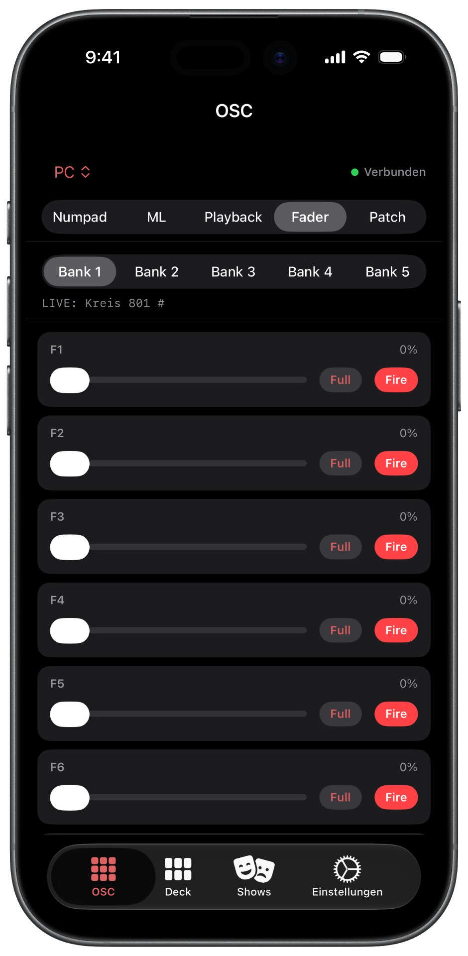 Fader-Ansicht in der iOS-App