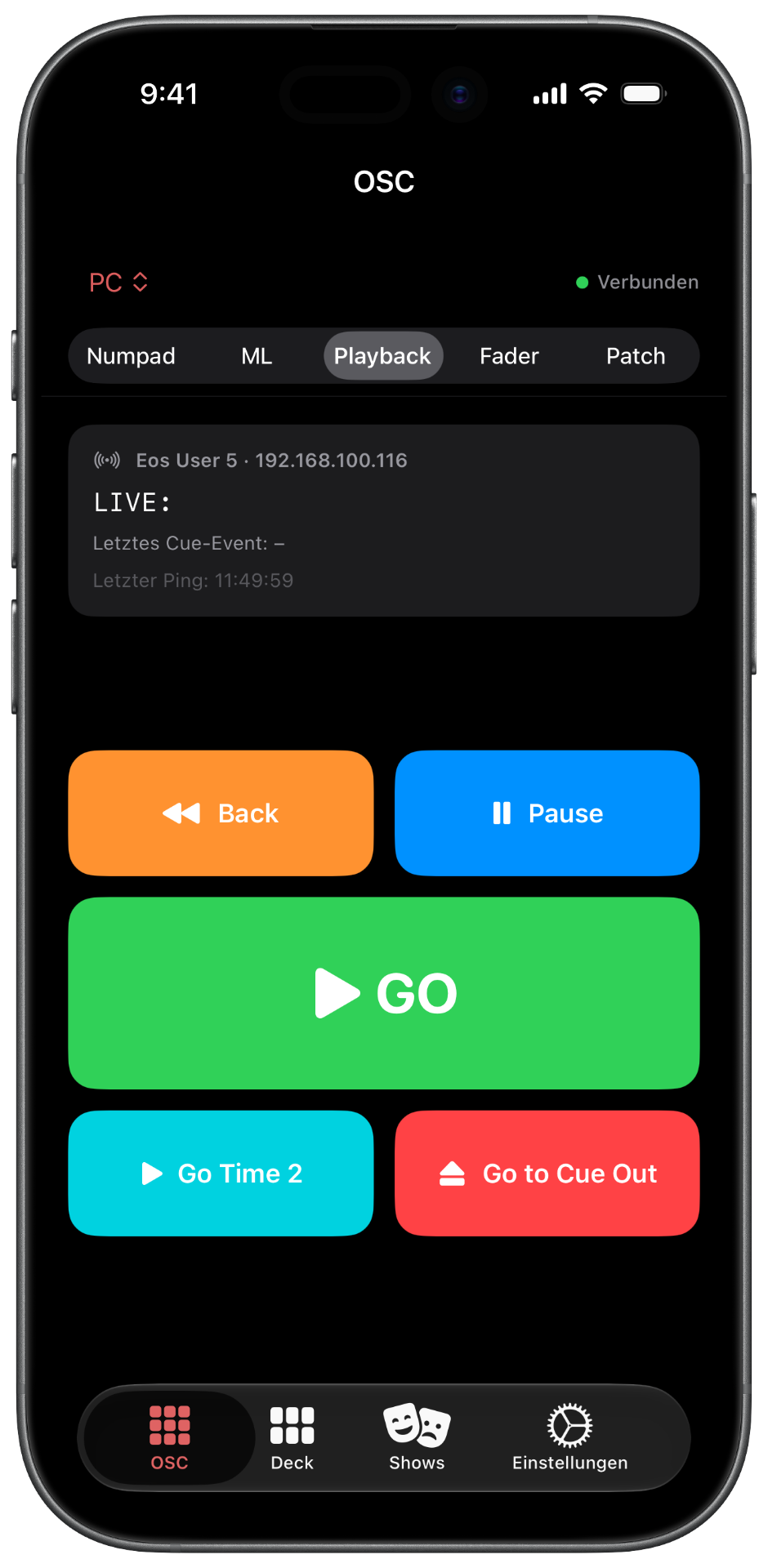Playback-Ansicht in der iOS-App