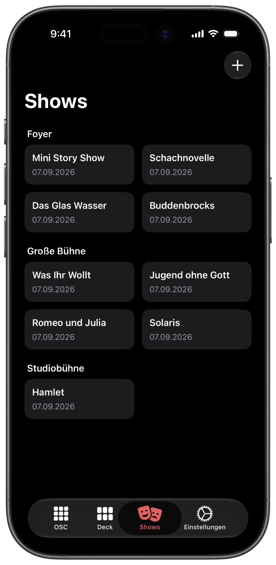 Show-Übersicht in der iOS-App