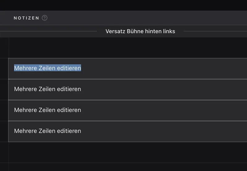 Mehrere Zeilen gemeinsam bearbeiten